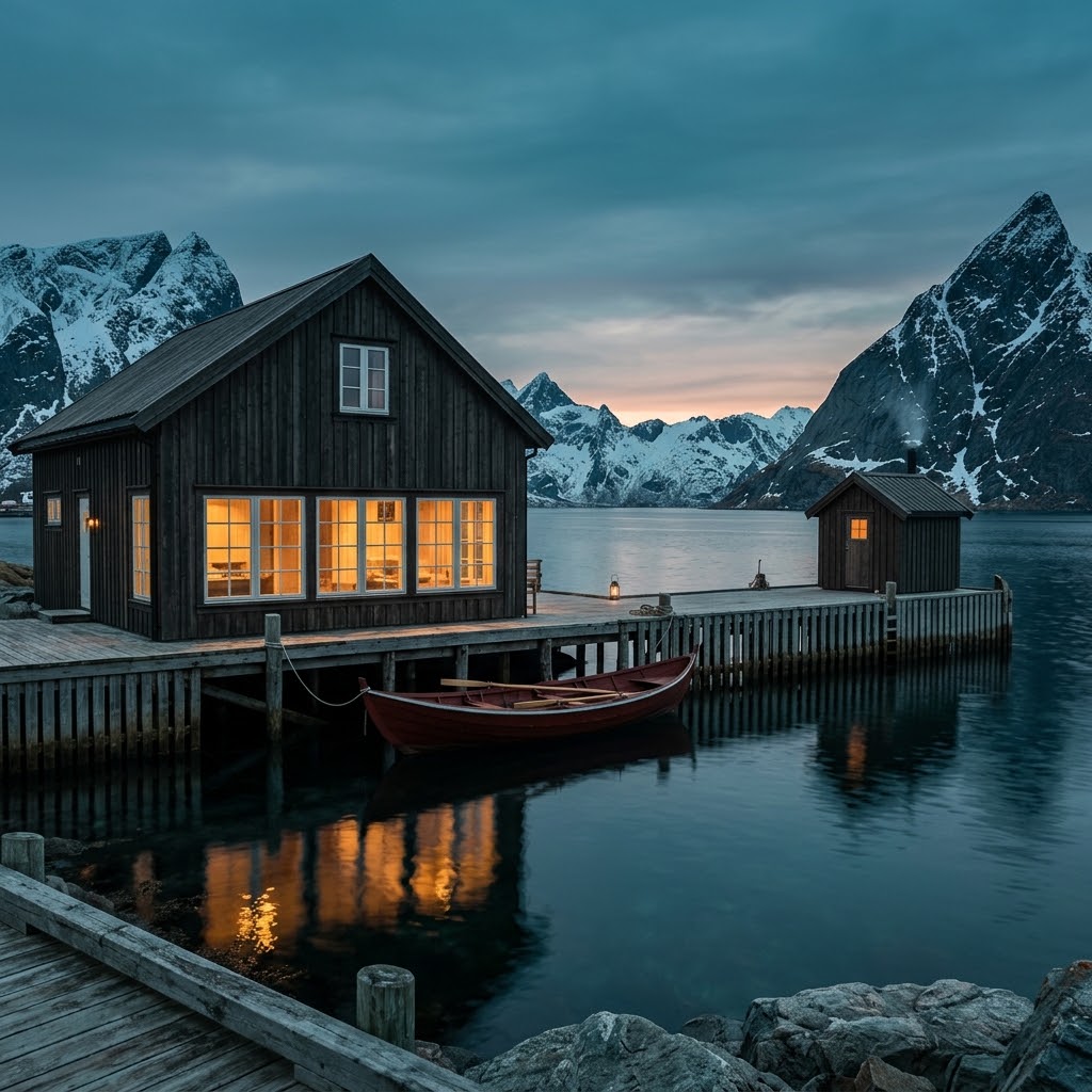 Artist's impression of the Boathouse Suite: a suite inside a boathouse opening onto a private quay